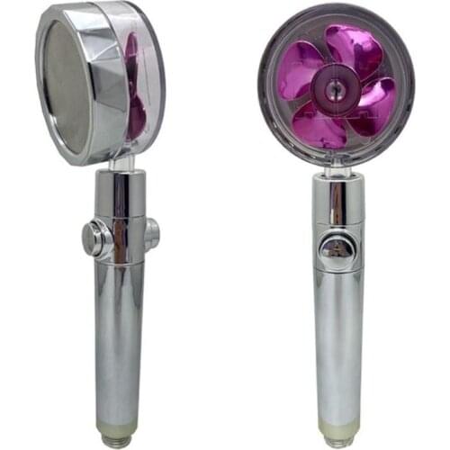 1PCS Turbo Fan Shower Head Water Saving Flow 360 Rotating With Small Fan Abs Rain High Pressure Shower Head Bathroom Accessories