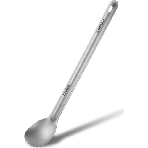 Lixada Titanium Long Handle Spoon Outdoor Portable Dinner Spoon Cutlery Camping Backpacking Picnic Ultralight 15g