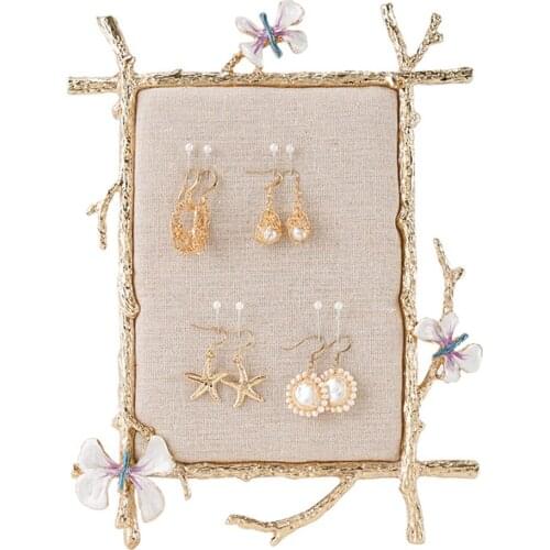 Frame Shaped Metal Earring Display Stand Jewelry Ear Studs Storage Rack Desktop Decor Ornaments Crafts Home Accessories