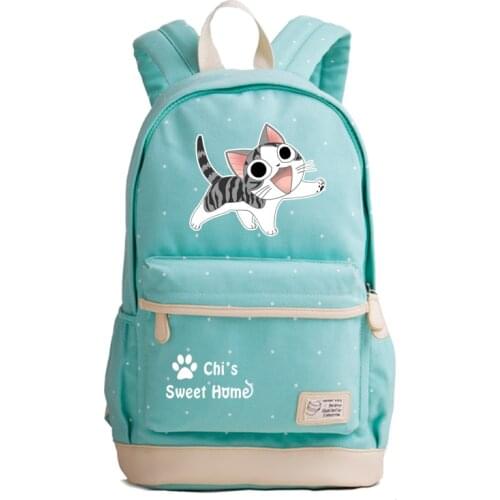Chis Sweet Home Kawaii Cat School Bags Cute Women Backpack Cartoon Bookbag Canvas Travel Bagpack Laptop Rugzak Mochila Feminina
