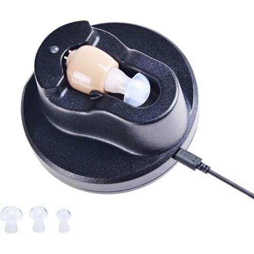 Mini Rechargeable Inner Ear Type Hearing Device Sound Amplifier with Recharging Base