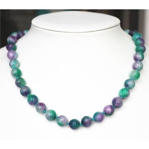 Multicolor violet chalcedony jades stone 10mm round beads diy necklace 18"B635