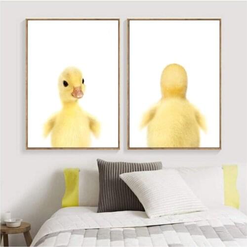 Nursery Wall Art Canvas Painting Nordic Posters and Prints Lovely Duck Wall Pictures for Baby Kids Room Decor