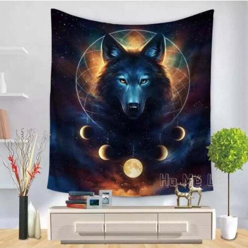 Spirit Animal Wolf Moon Wall Tapestry