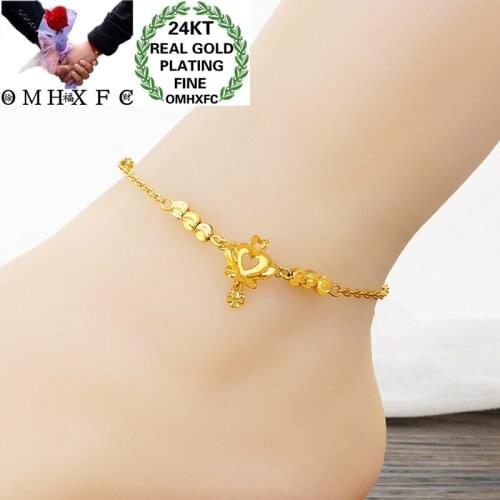OMHXFC JB16 Jewelry Wholesale European Fashion Fine Woman Girl Party Birthday Wedding Gift Crown Charm Lucky Beads Beach Anklet