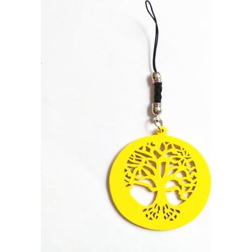 Hollow Out Wooden Life Tree Key Chain 11cm Wooden Key Ring Cute Colorful Pendant Bag Charming Car Key Holder Personality Gifts