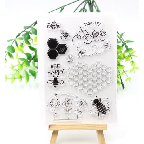 KSCRAFT Cute Bee Transparent Clear Silicone Stamps for DIY Scrapbooking/Card Making/Kids Fun Decoration Supplies