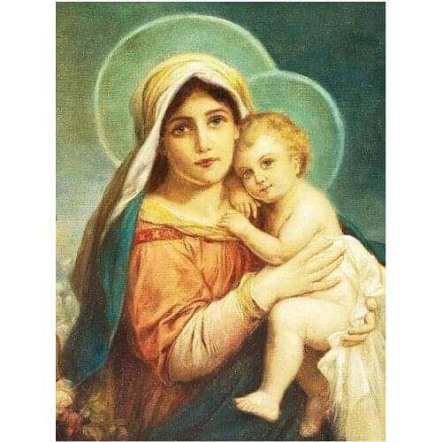 Religion diamond painting virgin mary baby stone embroidery mother child mosaic sticker decor diamond dots posters wall papers