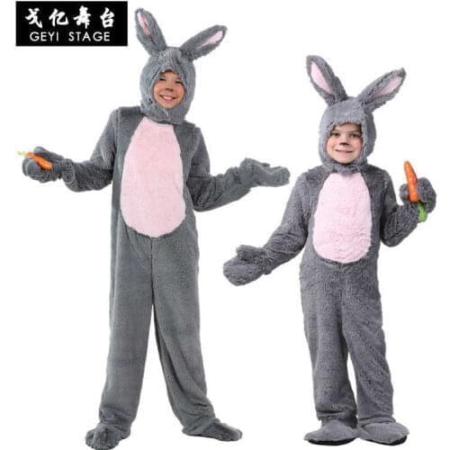 Childrens Day luxury grey plush rabbit animal series stage performance clothes large cute plush one piece grey rabbit