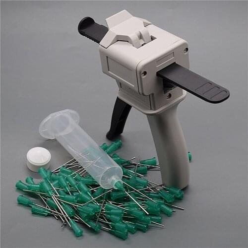 30cc Glue Dispenser Syringe Barrel UV Adhesive Caulking Gun 30ml Manual Glue Gun with 100pcs 18G Needle Blunt Dispensing Tip Set