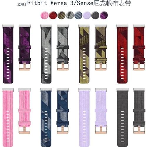 Fit for Fitbit Versa3/Sense nylon wristband canvas replacement Watchband strap