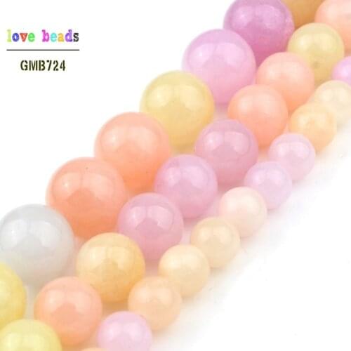 Light Colorful Jades Beads for Jewelry Making 15 Inch DIY bracelets for women 6/8/10mm