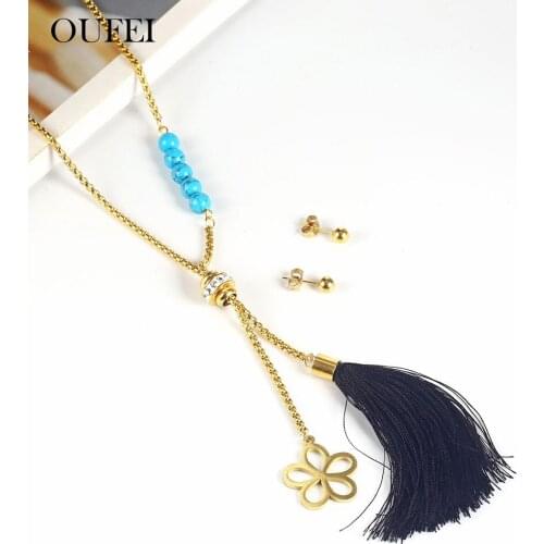 OUFEI Stainless Steel Jewelry Woman Vogue 2021 Bohemian Necklace Earrings Set Jewelry Accessories Gifts For Women Jewelry Sets