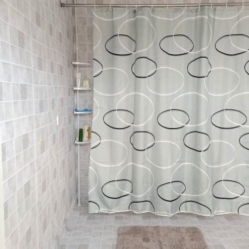 Polyester fabric bath curtain partition grey ring with lead drop 180 * 200cm soft bathroom accessories set shower curtains