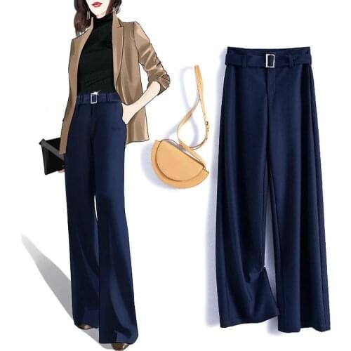 New 2021 spring Women loose Wide Leg Pants Breathable vintage ladies classic trousers ropa mujer