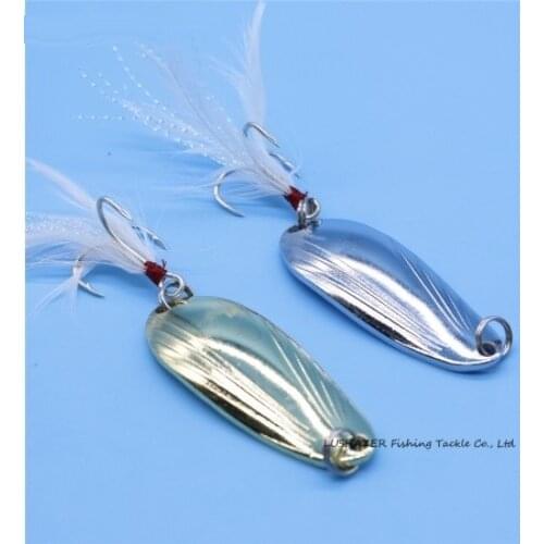 1PC Fishing Lure Spoon 5g 8g 12g Sequins with Feather treble hooks Metal Gold Silver Wobbler Spinner Artificial Hard Bait Tackle