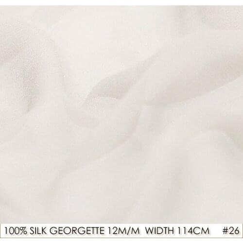 100% Silk Chiffon Georgette 12 momme Pure Silk Fabric 114cm Width Wedding Dress Material Natural White 26