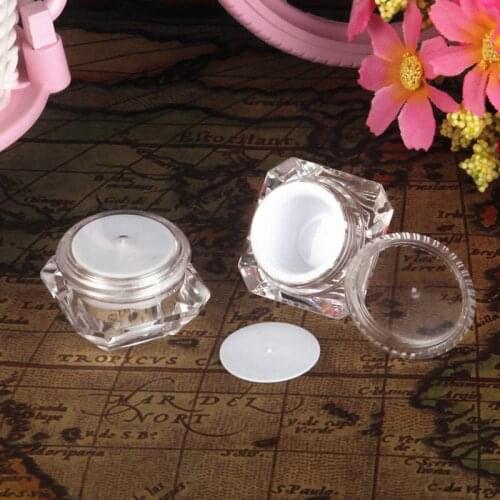 100pc/lot 5g Clear Plastic Cosmetic Jar,Empty Lotion Container,Refillable Jar Eyecream Box,Acrylic Diamond Shape