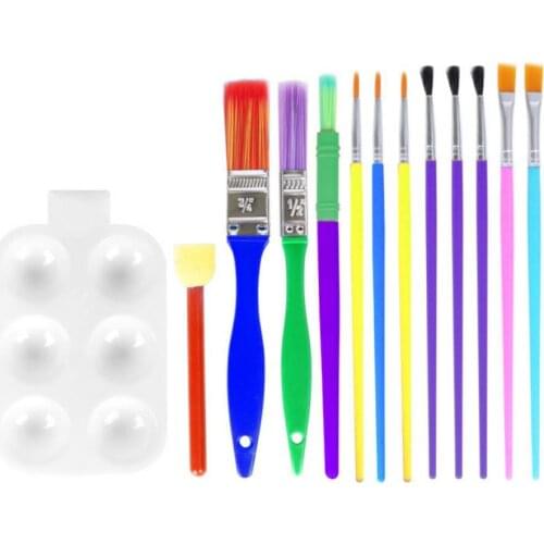 13Pcs/Set Multiple Styles School Kids Painting Brush Kit Soft Head Artist Drawing Brush Small Size for Children
