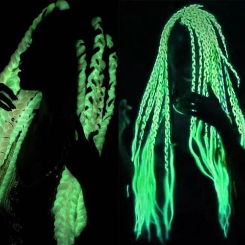 24inch 100g Glowing Synthetic Jumbo Braids Shining Hair In The Darkness Soft Braiding Hair Extensions Christmas Gift Hair