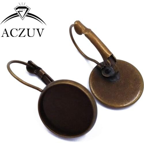 500pcs Antique Bronze 10mm 12mm 14mm 16mm 18m 20mm 25mm French Leverback Earring Blanks Cabochon Base Bezel Settings LBRE004