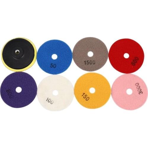 Promotion! 8Pcs Diamond Polishing Pads 4 inch Wet/Dry Set For Granite Stone Concrete Marble