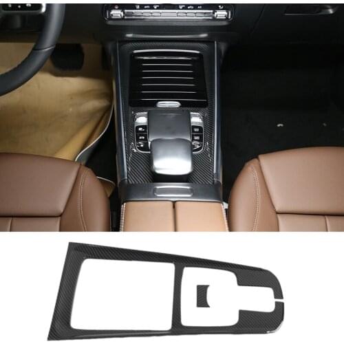 For Mercedes Benz GLA Class H247 2020-2021 Carbon Fiber Style Central Gear Shift Water Cup Holder Panel Cover Trim