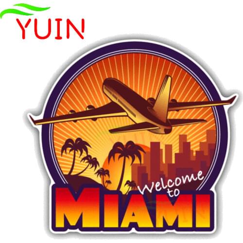 Welcome To Miami Travel Car Sticker Fashion PVC Bumper Graphic Decoration Cars Accessories High Quality Waterproof Decal 13*12cm