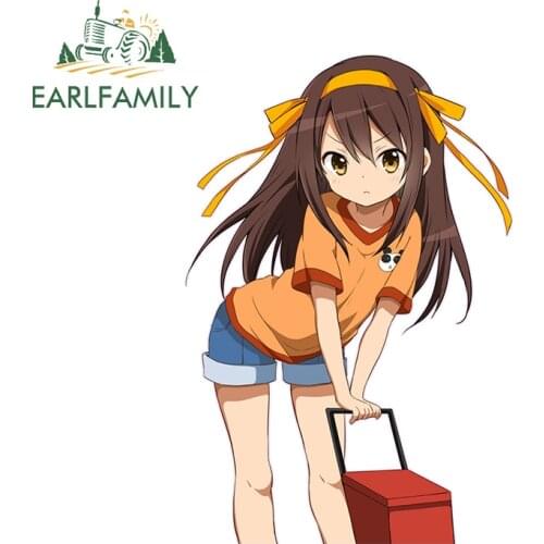 EARLFAMILY 13cm x 8.9cm for Suzumiya Haruhi Waterproof Decal Funny Car Stickers Motorcycle ATV Bumper Sunscreen Scratch-Proof