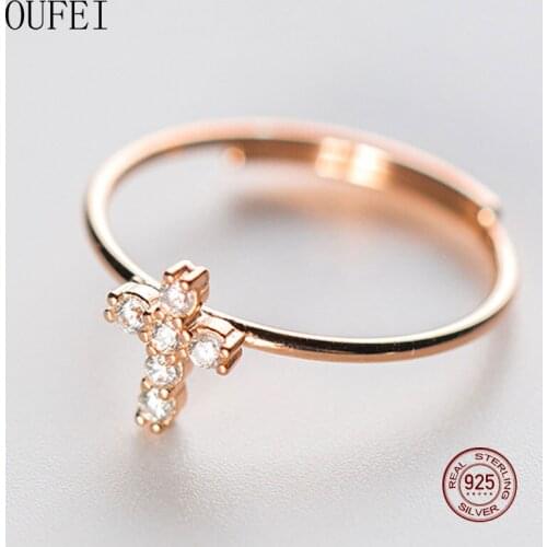 Cross Ring Women 925 Sterling Silver Open Ring Simplicity Zircon Charm Fashion Fine Jewelry Accessories 2020 New