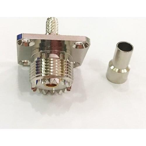 10pcs UHF Female SO239 4 Hole Flange Window Crimp for RG58 RG142 LMR195 Pigtail Coaxial Cable Adapter Connector