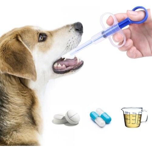 Pet Cat Dog Feeder Medicine Dispenser PP Pills Capsule Tablet Pusher Feeding Injection Needle Container Supplies 1pc