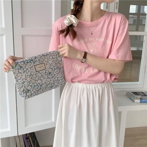 Small Fresh Floral Travel Cosmetic Bags Zipper Large Capacity Storage Handbag Mobile Phone Pouch Makeup Case Clutch Organizer