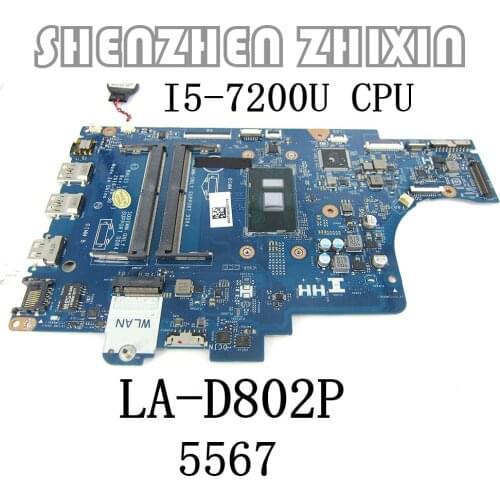 For DELL Inspiron 15 5567 5767 Laptop Motherboard with I5-7200U CPU LA-D802P Mainboard Test Good