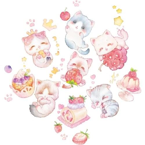 Lovely Cats And Sweets PET Washi Tapes Bullet Journal Masking Tape Adhesive Tape DIY Scrapbooking Washi Stickers