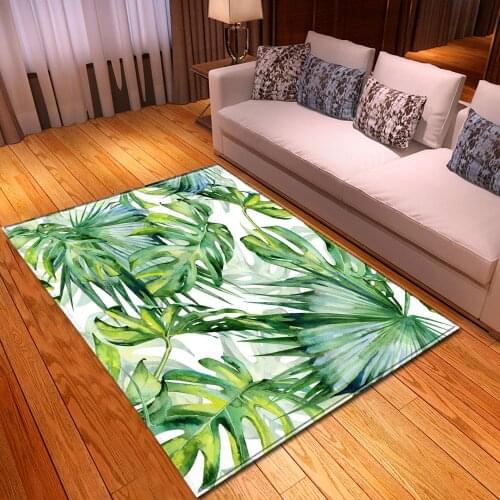 Fashion 3D carpet tropical rainforest floor mats non-slip carpet home decoration bedroom dining area floor carpet palm leaf livi