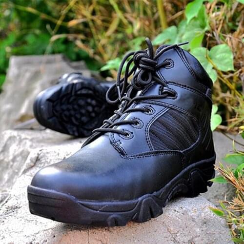 Outdoor Climbing Desert Tactical Shoes Men Hunting Hiking Camping Leather Waterproof Breathable Non-slip Military Training Boots
