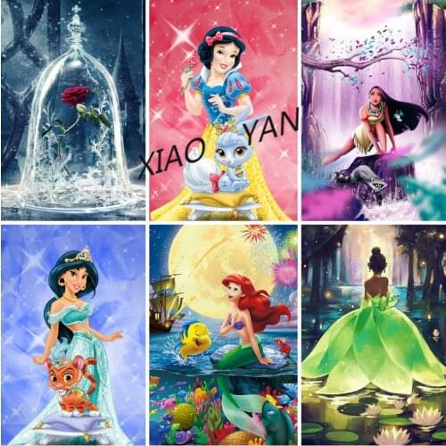 Disney 5D DIY Diamond Painting Cinderella Mermaid Diamond Mosaic Cross Stitch Kits Full Diamond Embroidery Room Decoration