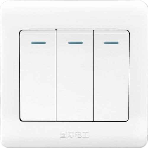 Classic 86 Type Wall Light Switch, 3 Gang 1/2 Way 10A 250V Flame Retardant PC Panel White Recessed Wall Rocker Switch