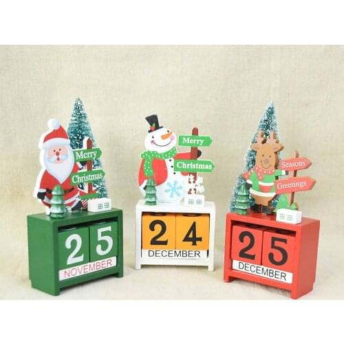 1 Set Tabletop Christmas Advent Calendar Wooden Crafts Red Green White Wood Cube Calendars Countdown To Xmas Decoration Supplies