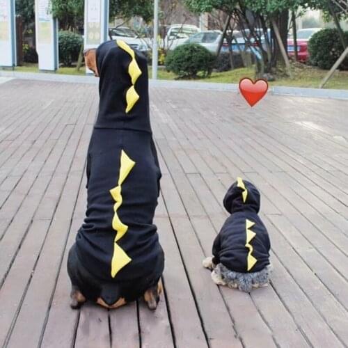 Dinosaur Style Dog Clothes Winter Warm Pet Hoodie Parent-Child Outfit Doberman Pug Jacket Coat Small Medium Large Dogs TLC22