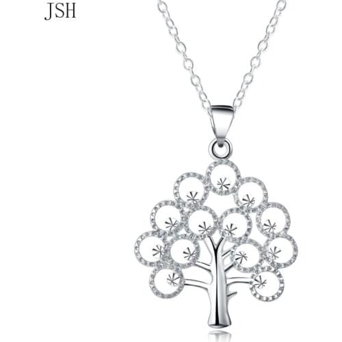 Wholesale Charms wedding silver color new cute lady women necklace TREE Life jewelry fashion cute pendant necklace LN034