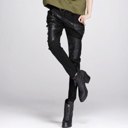 Autumn New Arrival Fashion Womens Harem Pu Pants Female Trousers Plus Size Punk Black Calca De Couro Feminina Sarouel Femme