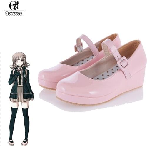 ROLECOS Anime Danganronpa V3: Killing Harmony Nanami Chia Games Cosplay shoes Lolita Sweet Lady wedge Shoes Round Toe Pink Shoes