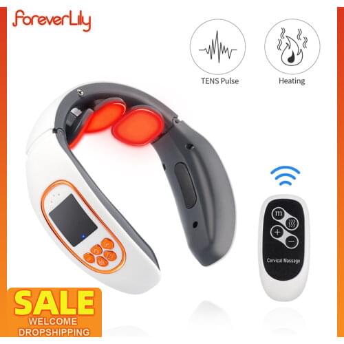 TENS Pulse Smart Neck Massager Hot Compress 4D Neck Shoulders Massage Deep Relief Fatigue For Waist Back Relax Muscle Pressure