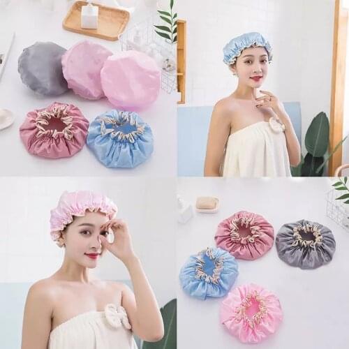 Thicken Waterproof Shower Caps Women Oil Fume-proof Bathroom Hat Large Elastic Spa Hair Salon Cap Ladies Head Hair Cover Kitchen