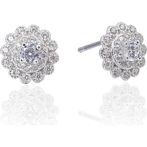 YJ00887 New Fashion Accessories Petals Micro-set Drill Earrings S925 Sterling Silver Jewelry Women Ear Studs