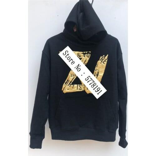 2021 SS Woman Black Cotton Sweatshirt Hooded Front Gold Letters Print Long Sleeves Fashion Oversized Hoodies Pullovers