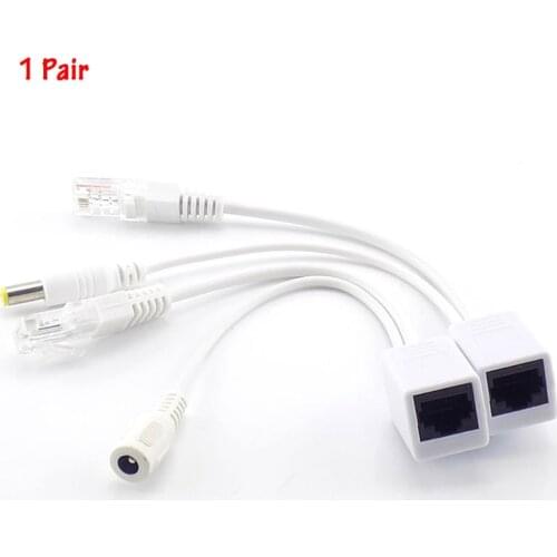 1 Pair POE Camera Splitter 12V Powe Injector poe Adapter Cable CCTV Accessories Connector Power Supply for Surveillance Camera