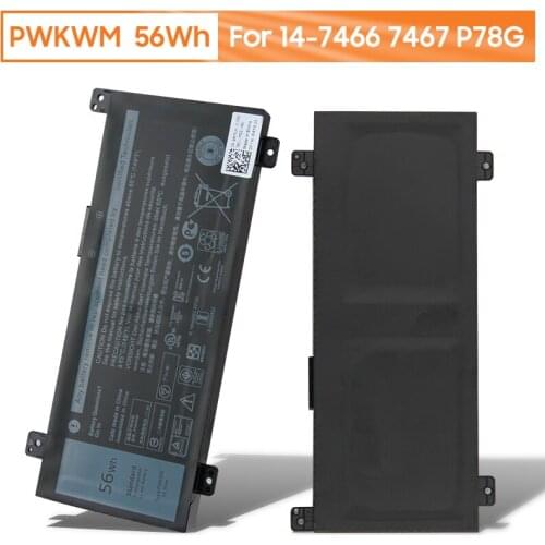 100% New Original Latop Battery PWKWM For DELL Inspiron14-7466 7467 7000 P78G 7467-D1545B/R D1745B/R Rechargable Battery 56wh